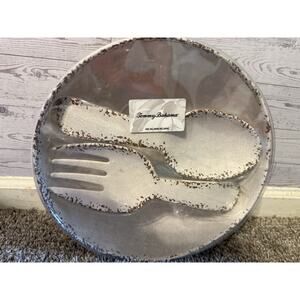 Tommy Bahama Melamine Serving Bowl w/ Utensils 3 pc Set Rustic Beach Lake NEW